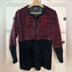 Icelandic Design Vintage Nordic Icelandic Knit Sweater Jacket Red Black Size S